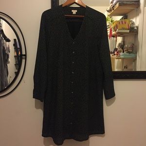 J Crew A-Line Dress, Black with White Dots